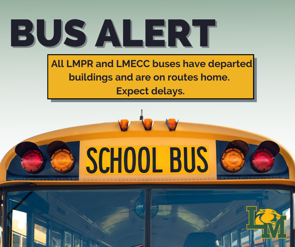 school bus with late bus information